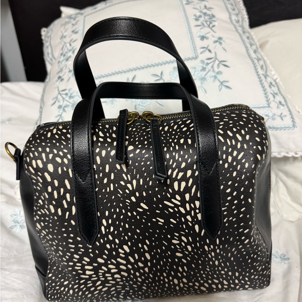 Fossil Black and Cream Satchel